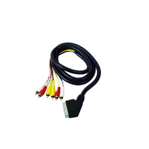 Image of Scart Plug To 6 X Phono Rca Audio Video Cable Lead 5m