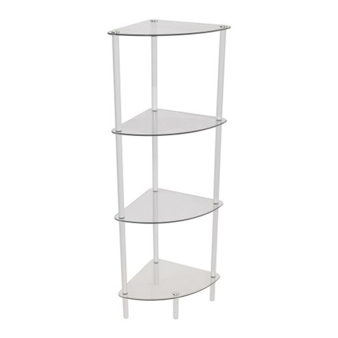 Image of Corbin - 4 Tier Corner Storage / Display Shelves - White