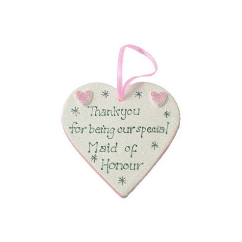Image of Special Maid Of Honour Pink Sparkle Heart Wedding Keepsake