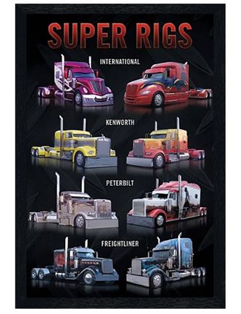 Image of Super Rigs Black Wooden Framed American Super Trucks Poster