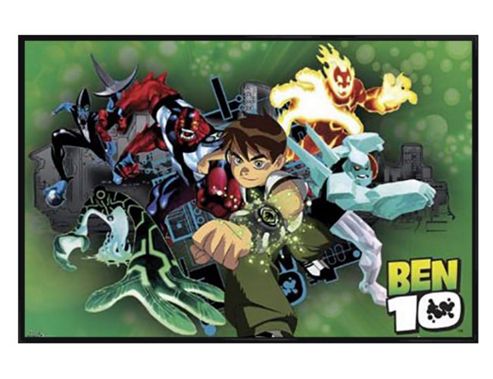 Image of Ben 10 Gloss Black Framed Ben Tennyson & The Omnitrix Aliens Poster