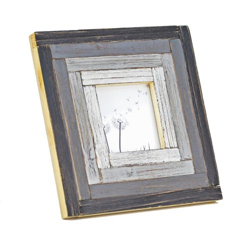 Image of Free Standing Rustic Finish Reclaimed Pine Wood Photoframe In Black