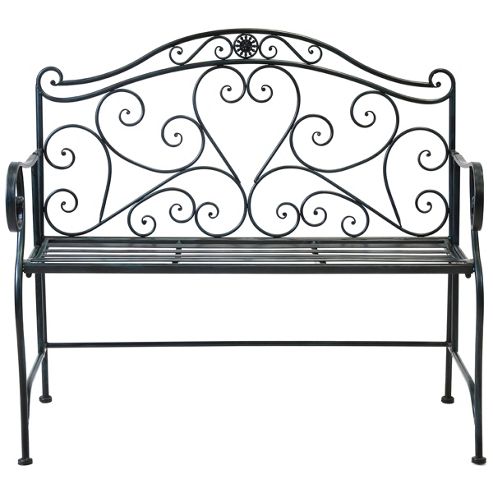 Image of Bentley Garden Wrought Iron Antique Black Bench