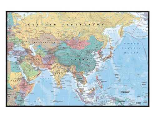 Image of Gloss Black Framed Asia & The Middle East Map Poster