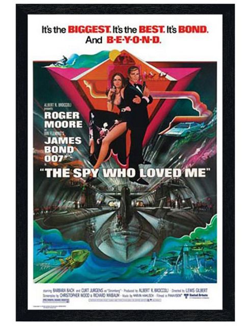 Image of James Bond Black Wooden Framed The Spy Who Loved Me Poster