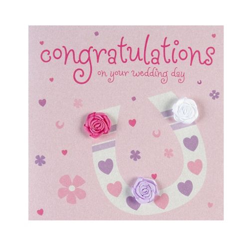 Image of Rosebud Horseshoe Congratulations Wedding Card