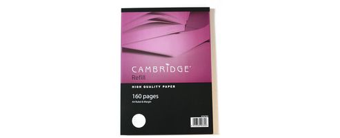 Image of Cambridge Refill Pad A4 Punched 4-hole Ruled Feint And Margin 100 Leaf Side Bound 846400176