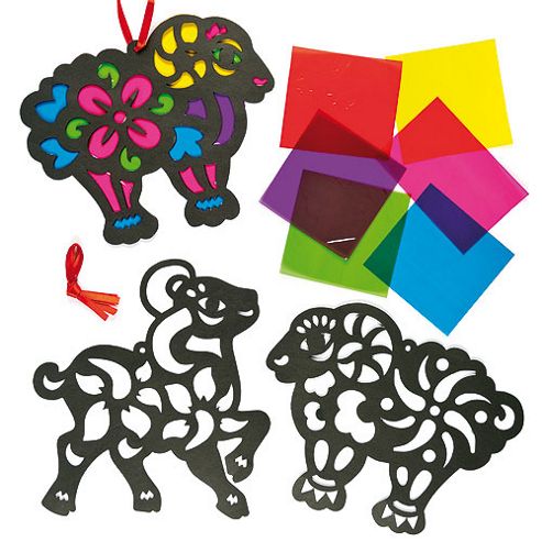 Image of Year Of The Sheep Stained Glass Decorations(6 Pcs)