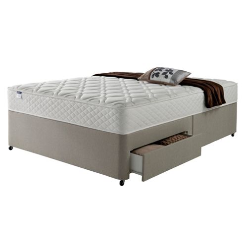 Image of Silentnight Miracoil Luxury Micro Quilt 2 Drawer divan Mink No Headboard - Super King (6ft)