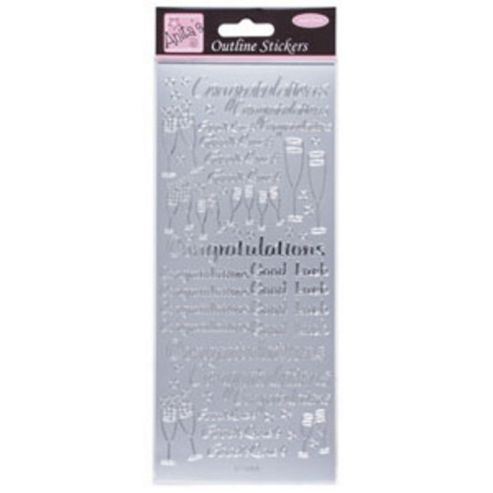Image of Outline Stickers Congratulations Silver