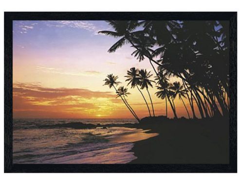 Image of Sunset Over The Sea Black Wooden Framed A Maldive Evening Poster