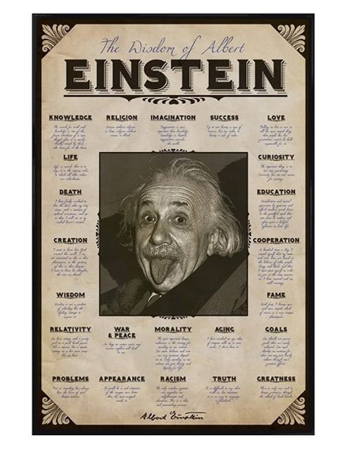 Image of Albert Einstein Einstein Gloss Black Framed The Wisdom Of Poster
