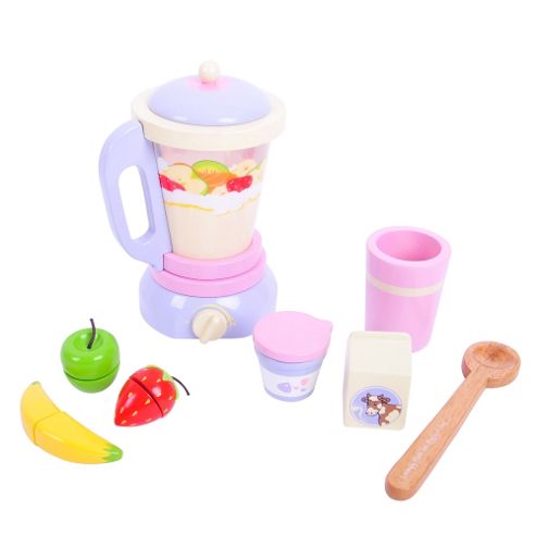 Image of Bigjigs Toys Bj397 Wooden Play Food Candy Floss Smoothie Mixer Set