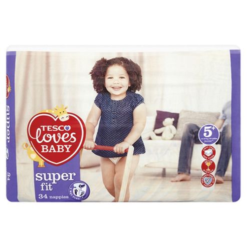Image of Tesco Loves Baby Super Fit Size 5+ Jnr Econ Pk 34