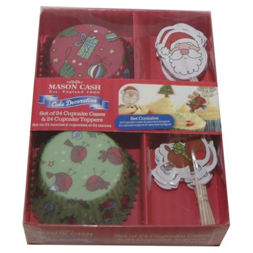 Image of Mason Cash 24 Piece Christmas Snowman & Pudding Cupcake Set