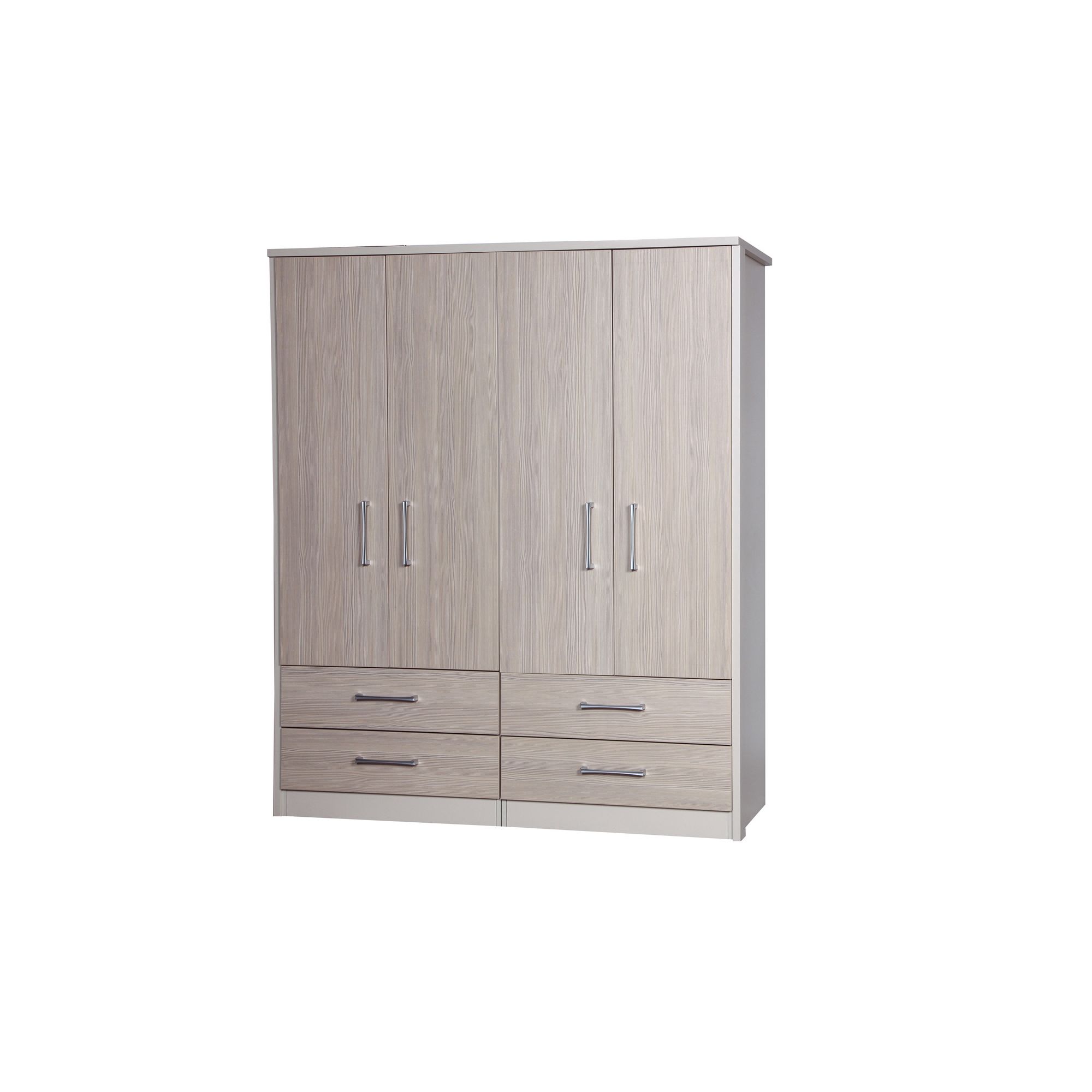 Alto Furniture Avola 4 Door Combi Wardrobe - Cream Carcass With Champagne Avola at Tesco Direct