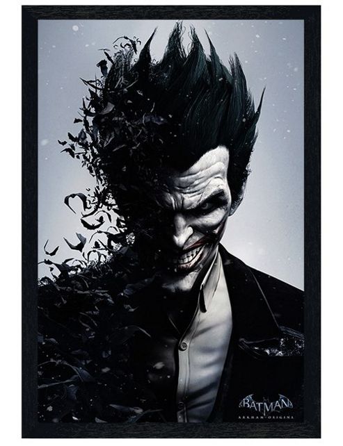 Image of Black Wooden Framed Batman Arkham Origins Joker Poster
