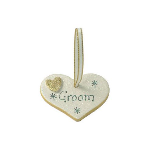 Image of Groom Gold Sparkle Heart Wedding Keepsake