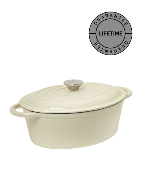 Image of Linea Cream Cast Iron Oval Casserole, 27cm