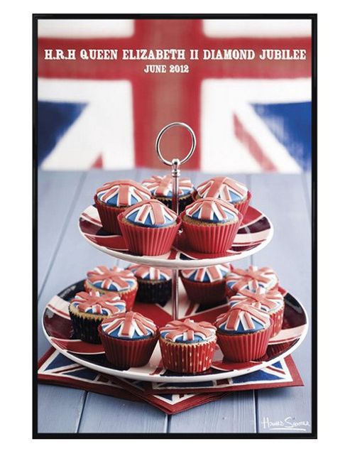 Image of Howard Shooter Gloss Black Framed Union Jack Cupcakes Poster