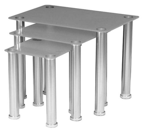 Image of Valufurniture Crystal Nest Of Tables Frosted And Chrome