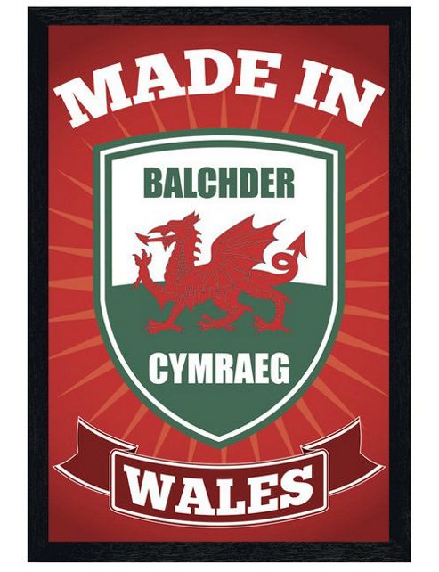 Image of Welsh Pride Black Wooden Framed Made In Wales Poster