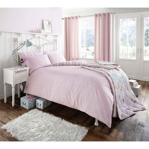 Image of Catherine Lansfield Home Premium Pink Vintage Curtains