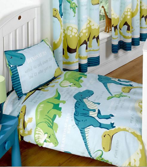 Image of Dinosaur Facts Double Duvet - Blue