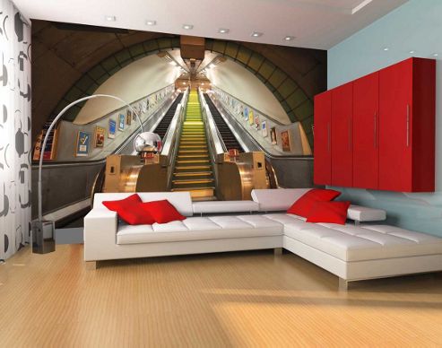 Image of 1wall Giant London Underground Escalator Wall Mural