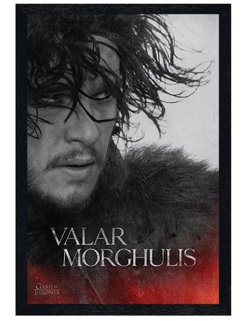 Image of Black Wooden Framed Game Of Thrones Jon Valar Morghulis Poster