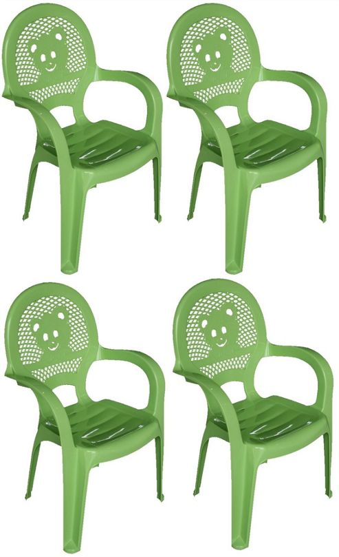 Image of Resol Childrens Garden Plastic Chair - Green - (pack Of 4 Chairs)