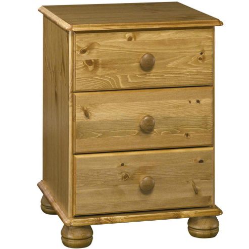 Image of Kayleigh - Solid Wood 3 Drawer Bedside Table - Antique Pine