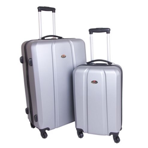 Image of Swiss Case 4 Wheel Abs 2pc Diamond Suitcase Set Silver