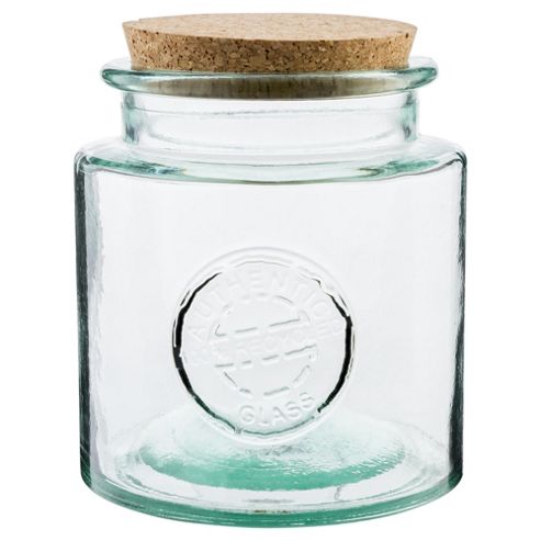 Image of Recycled Glass Storage Jar With Cork Lid, Medium