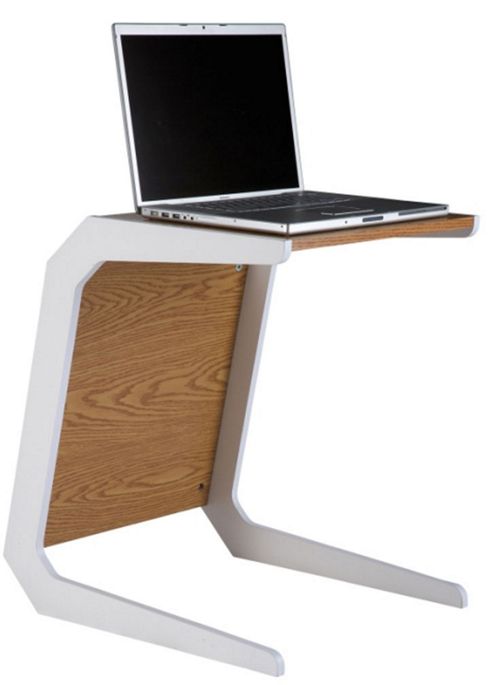 Image of Alphason Oak Laptop Table With White Legs