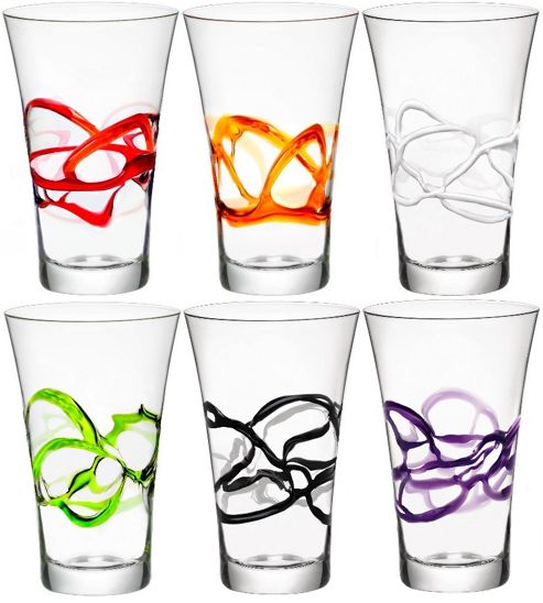Image of Bormioli Rocco Ceralacca Hiball Glasses - 380ml - 12.75oz - Multi Coloured - Set Of 6