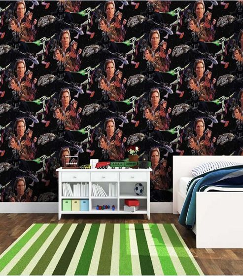 Image of Star Wars Wallpaper, Multi Coloured Character Wall Covering