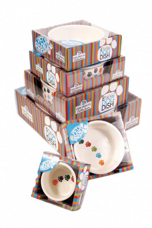 Image of Paw Prints Ceramic Bowl 8in