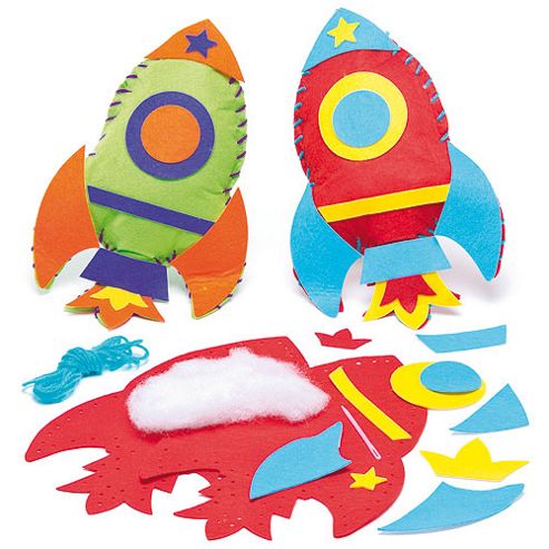 Image of Rocket Cushion Felt Sewing Craft Kits (pack Of 2)