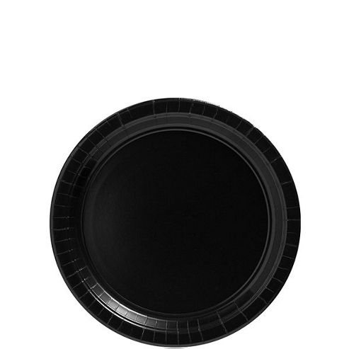Image of Jet Black Party Paper Dessert Plates 17cm