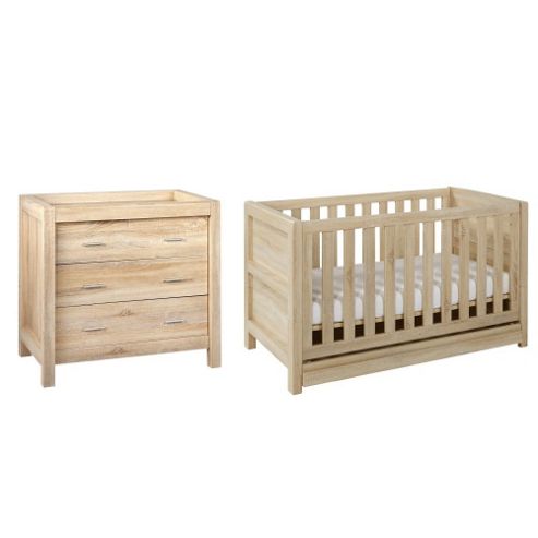 Image of Tutti Bambini Milan 2 Piece Room Set (cot, Chest) - Reclaimed Oak Finish