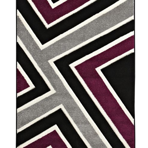 Image of Think Rugs Matrix Black/violet Rug - 120 Cm X 170 Cm (3 Ft 9 In X 5 Ft 7 In)