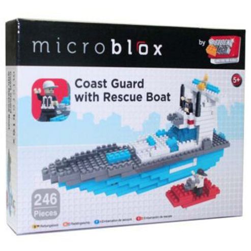 Image of Grafix Microblox Building Bricks Coast Guard With Boat Rescue Boat