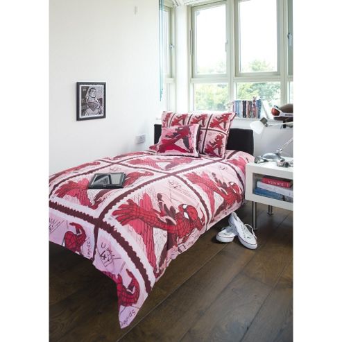 Image of Emma Wright Spiderman Cotton Single Quilt Set Red