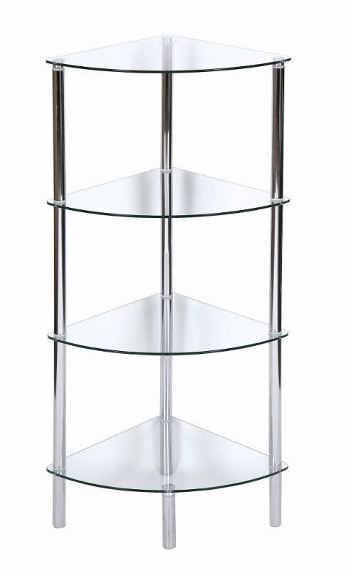 Image of Levv Sierra 4 Tier Corner Shelving Unit - Clear Glass