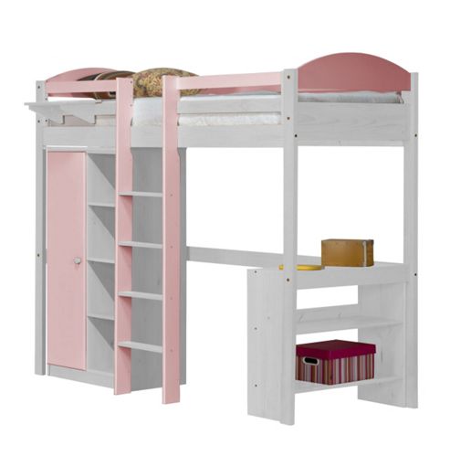 Image of Maximus High Sleeper Set 1 Central Ladder White With Pink Details
