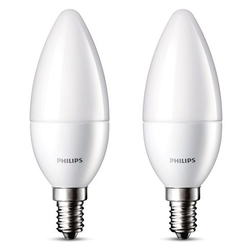 Image of Philips Led Frosted Lustre Bulbs - Twin Pack (e14 25w) Warm White (energy Class A++)