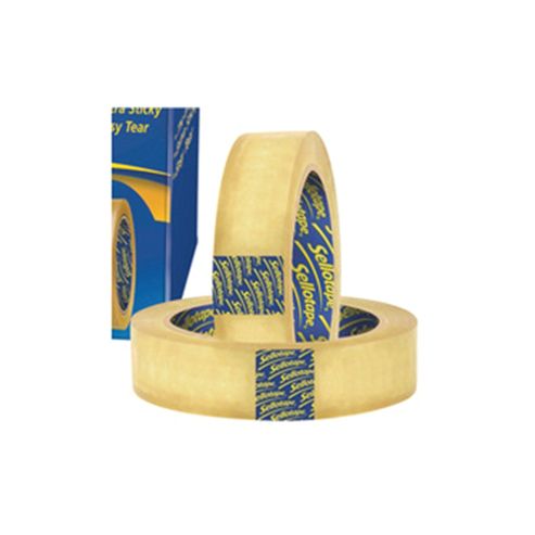 Image of Sellotape Original Golden Tape Roll Non-static Easy-tear Large 24mmx66m Ref 1443268 [pack 12]