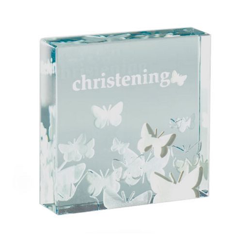 Image of Spaceform Solid Glass Christening Paperweight Keepsake