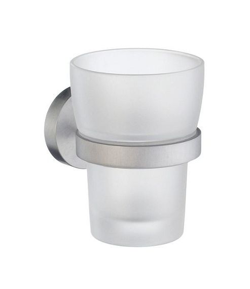 Image of Smedbo Home Holder With Frosted Glass Tumbler - Brushed Chrome